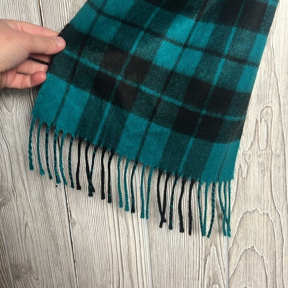 Christian Dior Monsieur Scarf Green Plaid Print Raw Edges Vintage - Picture 4 of 6